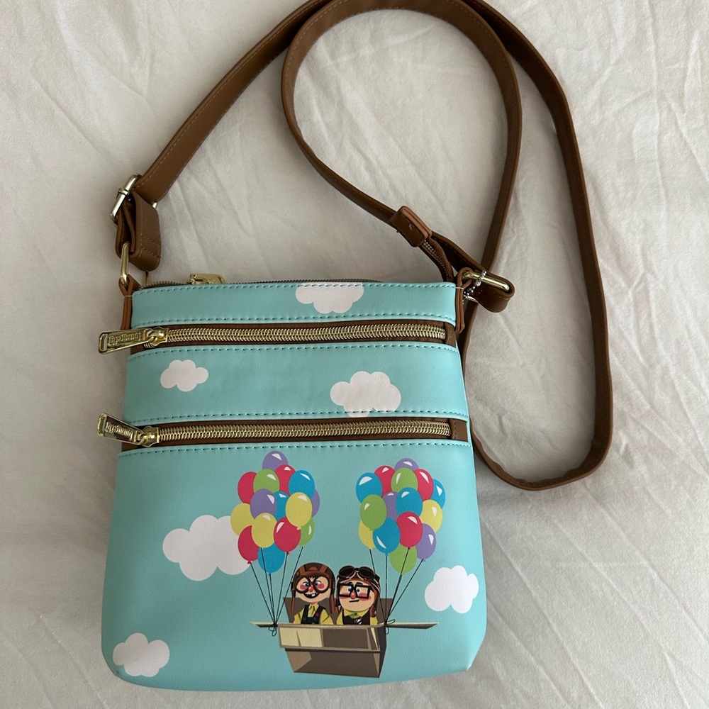 Blue and Brown Balloon Motif Shoulder Bag